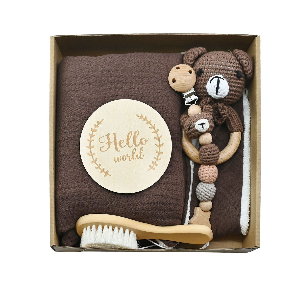Caja regalo de nacimiento con sonajero de ganchillo · foto 5