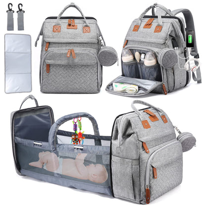 Mochila maternal con cuna plegable